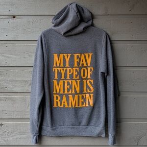 Three Three Five My Fav Type of Men is Ramen Pullover Hoodie Charcoal Gray Small